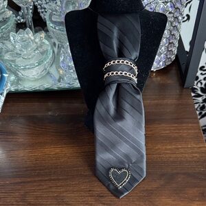 Elegant Black Tie with Chain Accent